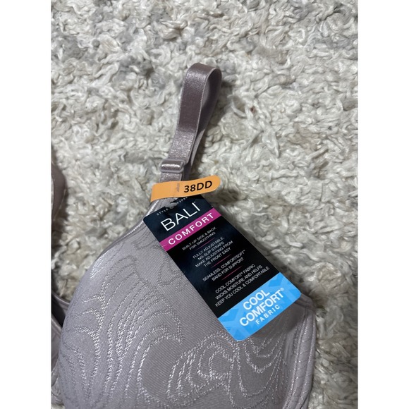 NWT Bali Comfort Cool Bra 38DD Feel The Softness‎ Beige Floral New With Tags - Picture 2 of 7